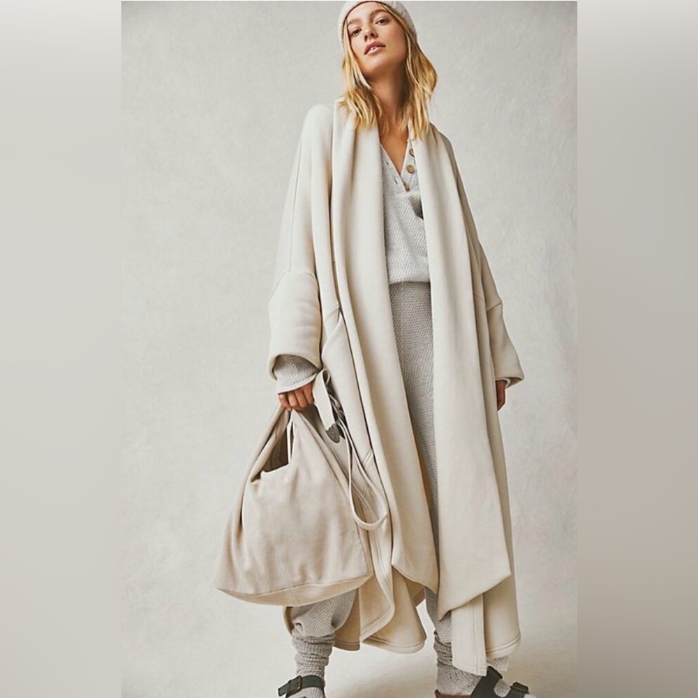Free People Beach In Flight Poncho Bone/Cream Color